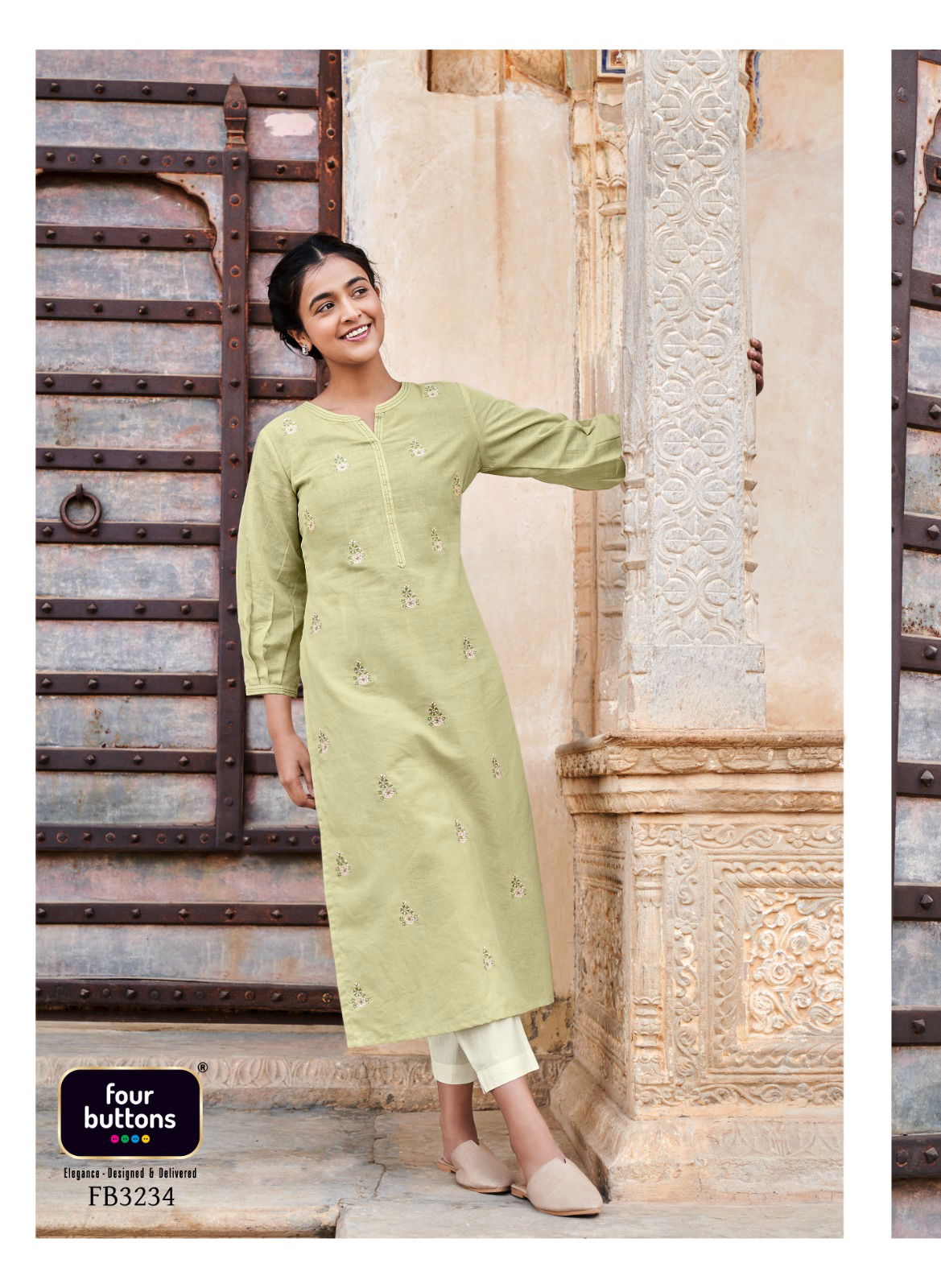 Colors 15 By Four Buttons 3231-3238 Designer Kurtis Catalog